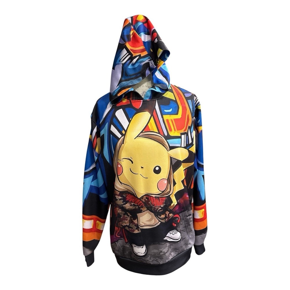 Pokemon Pikachu Graphic‎ Hoodie Unisex XL Streetwear All-Over Print Graffiti